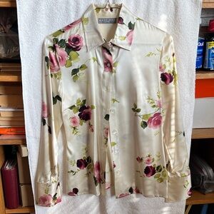 Kate Hill SILK Blouse with Floral Design